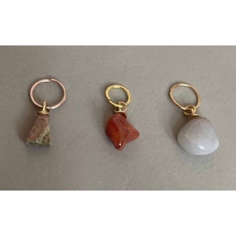Lot of 3 Natural Gemstone Pendants Charms Unikite Agate Carnelian #3
